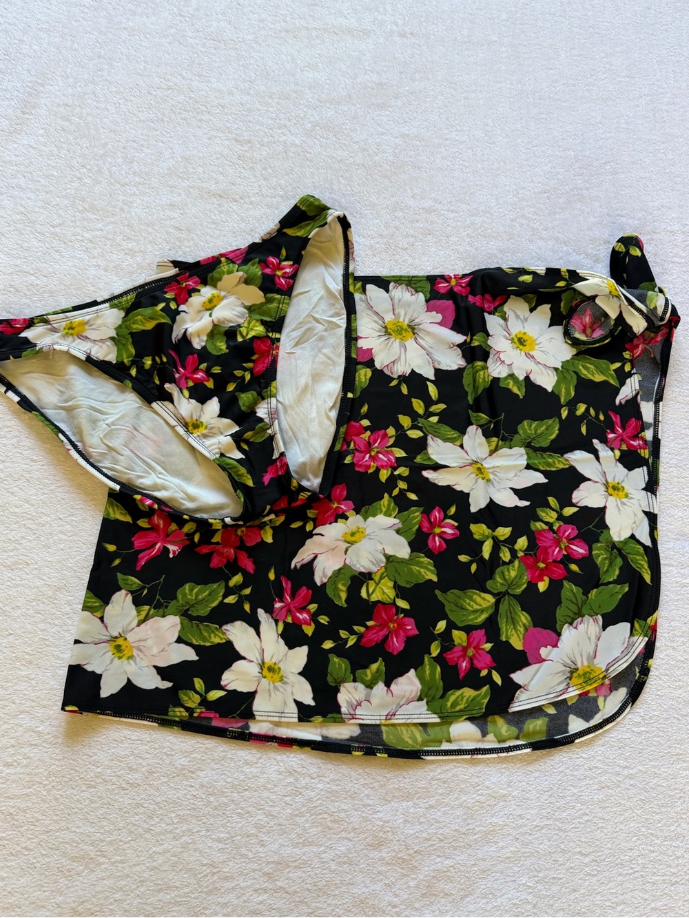 Victoria's Secret Black Floral Bikini Bottom & Sarong Wrap Skirt, Women's Medium